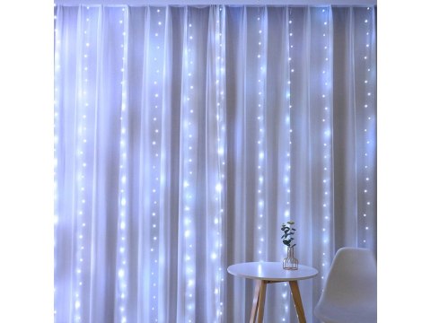 Kurtyna świetlna 300 led na okno wewnętrzna girlanda barwa zimna pilot 3m Kurtyna świetlna 300 led na okno wewnętrzna girlanda barwa zimna pilot 3m