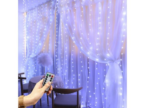Kurtyna świetlna 300 led na okno wewnętrzna girlanda barwa zimna pilot 3m Kurtyna świetlna 300 led na okno wewnętrzna girlanda barwa zimna pilot 3m