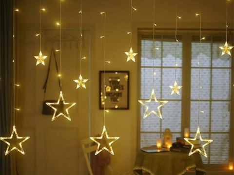 Lampki girlanda gwiazdki kurtyna świetlna 138 led barwa ciepła zewnętrzna Lampki girlanda gwiazdki kurtyna świetlna 138 led barwa ciepła zewnętrzna