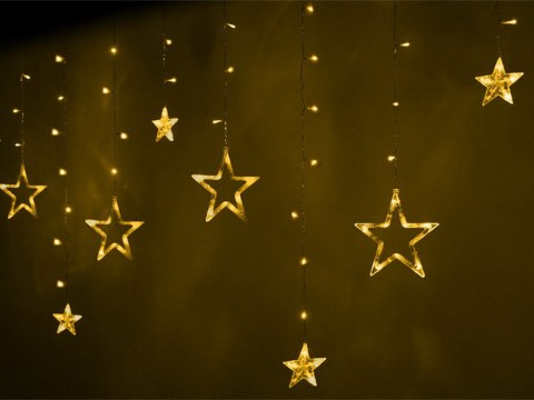 Lampki girlanda gwiazdki kurtyna świetlna 138 led barwa ciepła zewnętrzna Lampki girlanda gwiazdki kurtyna świetlna 138 led barwa ciepła zewnętrzna