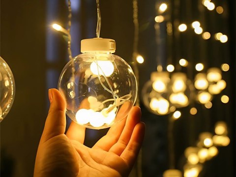 Lampki kurtyna girlanda świąteczna ozdoba bombka 138 led ciepła barwa ip44 Lampki kurtyna girlanda świąteczna ozdoba bombka 138 led ciepła barwa ip44