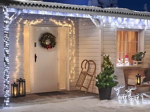 Lampki kurtyna świetlna girlanda świąteczna ozdoba 500 led zimna ip44 Lampki kurtyna świetlna girlanda świąteczna ozdoba 500 led zimna ip44