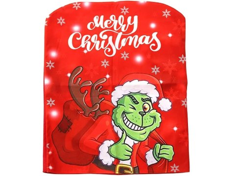 Pokrowiec świąteczny na krzesło dekoracyjny uniwersalny grinch na oparcie Pokrowiec świąteczny na krzesło dekoracyjny uniwersalny grinch na oparcie