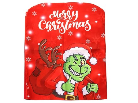 Pokrowiec świąteczny na krzesło dekoracyjny uniwersalny grinch na oparcie Pokrowiec świąteczny na krzesło dekoracyjny uniwersalny grinch na oparcie