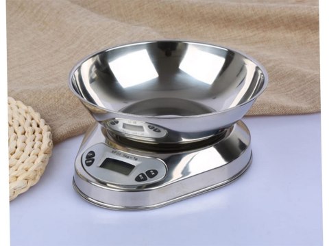 Elektroniczna waga kuchenna z misą 5kg/1g cyfrowa precyzyjna metalowa Elektroniczna waga kuchenna z misą 5kg/1g cyfrowa precyzyjna metalowa