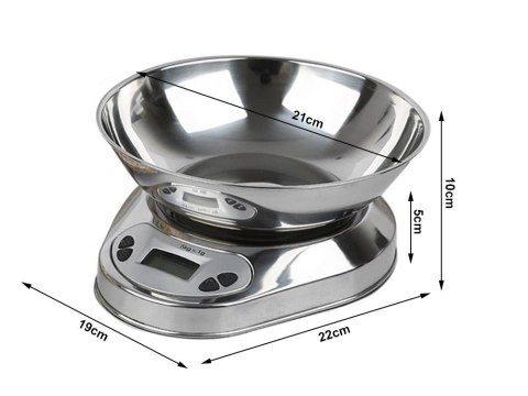 Elektroniczna waga kuchenna z misą 5kg/1g cyfrowa precyzyjna metalowa Elektroniczna waga kuchenna z misą 5kg/1g cyfrowa precyzyjna metalowa