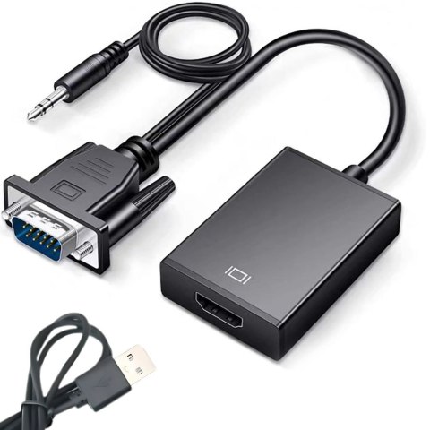 Kabel adapter konwerter vga-hdmi full hd d-sub z jack 3.5 i usb Kabel adapter konwerter vga-hdmi full hd d-sub z jack 3.5 i usb