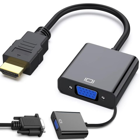 Konwerter adapter przejściówka z hdmi na do vga d-sub kabel czarny Konwerter adapter przejściówka z hdmi na do vga d-sub kabel czarny
