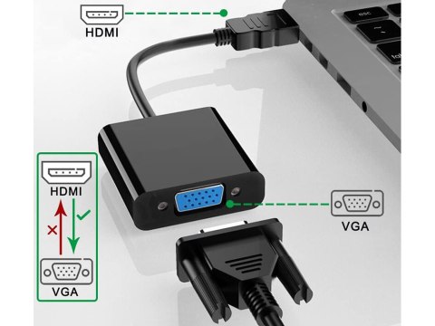 Konwerter adapter przejściówka z hdmi na do vga d-sub kabel czarny Konwerter adapter przejściówka z hdmi na do vga d-sub kabel czarny