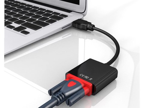 Konwerter adapter przejściówka z hdmi na do vga d-sub kabel czarny Konwerter adapter przejściówka z hdmi na do vga d-sub kabel czarny