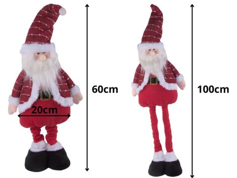 Mikołaj skrzat krasnal świąteczny teleskopowe reguowane nogi 60cm Mikołaj skrzat krasnal świąteczny teleskopowe reguowane nogi 60cm