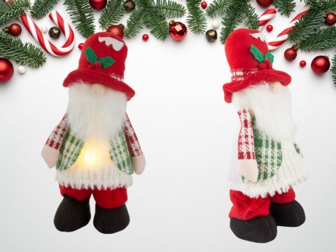 Skrzat krasnal podświetlany led brzuch świąteczny gnom pod choinkę 30cm Skrzat krasnal podświetlany led brzuch świąteczny gnom pod choinkę 30cm