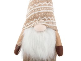 Skrzat krasnal świąteczny brązowy gnom z brodą pod choinkę 48cm miękki
