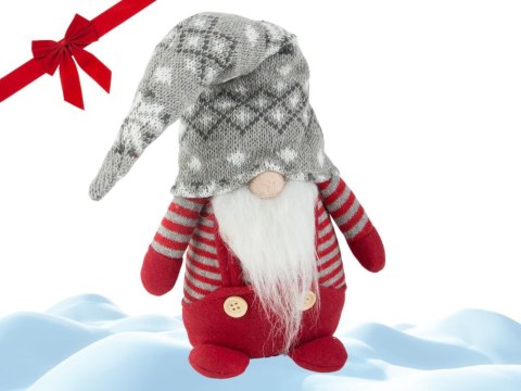 Skrzat krasnal świąteczny czerwony gnom z brodą pod choinkę 38cm miękki Skrzat krasnal świąteczny czerwony gnom z brodą pod choinkę 38cm miękki