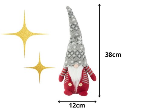 Skrzat krasnal świąteczny czerwony gnom z brodą pod choinkę 38cm miękki Skrzat krasnal świąteczny czerwony gnom z brodą pod choinkę 38cm miękki