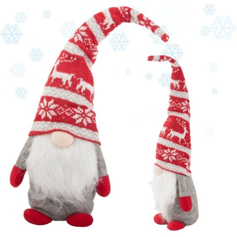 Skrzat krasnal świąteczny szary gnom z brodą pod choinkę 48cm miękki Skrzat krasnal świąteczny szary gnom z brodą pod choinkę 48cm miękki