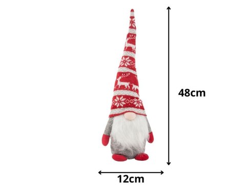 Skrzat krasnal świąteczny szary gnom z brodą pod choinkę 48cm miękki Skrzat krasnal świąteczny szary gnom z brodą pod choinkę 48cm miękki