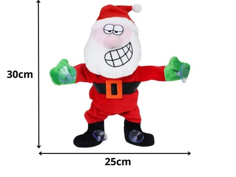Tańczący i śpiewający święty mikołaj 30cm ozdoba na szybę okno przyssawki Tańczący i śpiewający święty mikołaj 30cm ozdoba na szybę okno przyssawki