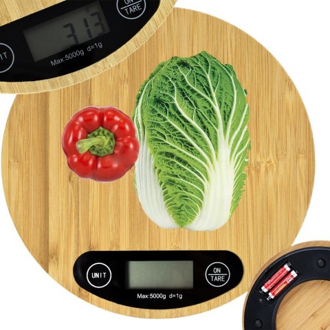 Waga kuchenna bambusowa elektroniczna lcd domowa płaska dotykowa do 5kg Waga kuchenna bambusowa elektroniczna lcd domowa płaska dotykowa do 5kg
