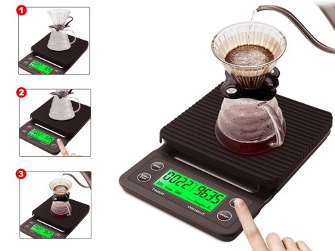 Waga kuchenna do parzenia kawy elektroniczna dokładna stoper tara 5kg 0,1g Waga kuchenna do parzenia kawy elektroniczna dokładna stoper tara 5kg 0,1g