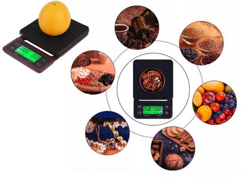 Waga kuchenna do parzenia kawy elektroniczna dokładna stoper tara 5kg 0,1g Waga kuchenna do parzenia kawy elektroniczna dokładna stoper tara 5kg 0,1g