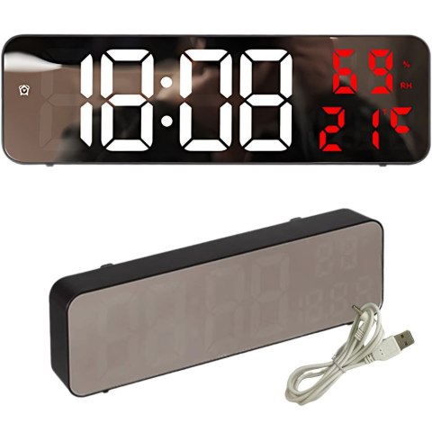 Zegar elektroniczy cyfrowy led budzik termometr lustro stojący usb baterie Zegar elektroniczy cyfrowy led budzik termometr lustro stojący usb baterie