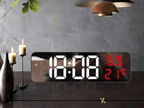Zegar elektroniczy cyfrowy led budzik termometr lustro stojący usb baterie Zegar elektroniczy cyfrowy led budzik termometr lustro stojący usb baterie