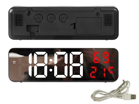 Zegar elektroniczy cyfrowy led budzik termometr lustro stojący usb baterie Zegar elektroniczy cyfrowy led budzik termometr lustro stojący usb baterie