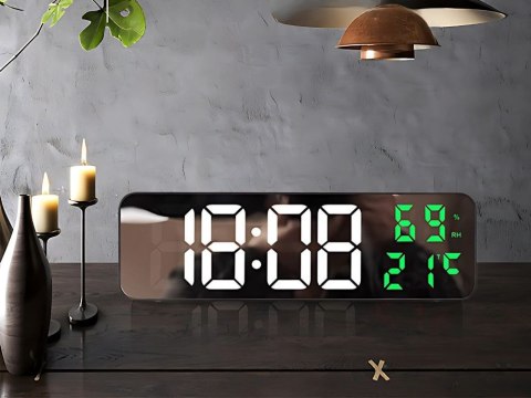 Zegar elektroniczy cyfrowy led budzik termometr lustro stojący usb baterie Zegar elektroniczy cyfrowy led budzik termometr lustro stojący usb baterie