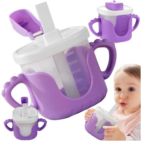 Kubek niekapek dla dziecka do picia silikonowe uchwyty 300ml ze słomką Kubek niekapek dla dziecka do picia silikonowe uchwyty 300ml ze słomką