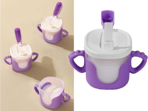 Kubek niekapek dla dziecka do picia silikonowe uchwyty 300ml ze słomką Kubek niekapek dla dziecka do picia silikonowe uchwyty 300ml ze słomką