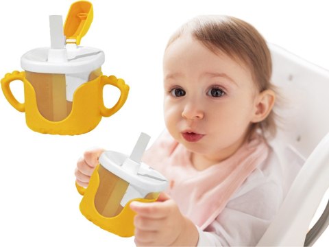 Kubek niekapek dla dziecka do picia silikonowe uchwyty 300ml ze słomką Kubek niekapek dla dziecka do picia silikonowe uchwyty 300ml ze słomką