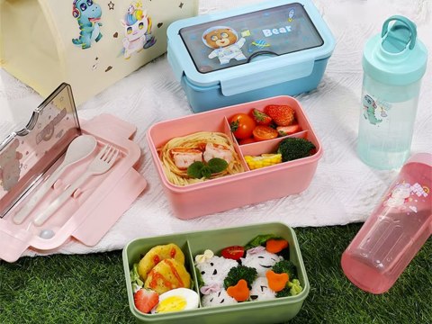 Lunchbox śniadaniówka pojemnik na śniadanie do szkoły przegródki sztućce Lunchbox śniadaniówka pojemnik na śniadanie do szkoły przegródki sztućce