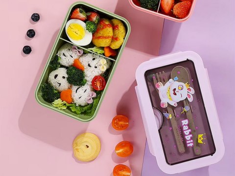 Lunchbox śniadaniówka pojemnik na śniadanie do szkoły przegródki sztućce Lunchbox śniadaniówka pojemnik na śniadanie do szkoły przegródki sztućce