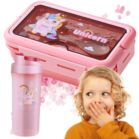 Lunchbox śniadaniówka pojemnik na śniadanie obiad sztućce z bidonem zestaw Lunchbox śniadaniówka pojemnik na śniadanie obiad sztućce z bidonem zestaw