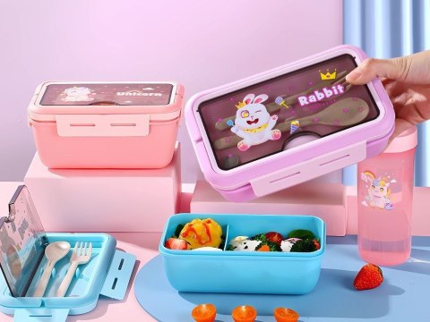 Lunchbox śniadaniówka pojemnik na śniadanie obiad sztućce z bidonem zestaw Lunchbox śniadaniówka pojemnik na śniadanie obiad sztućce z bidonem zestaw