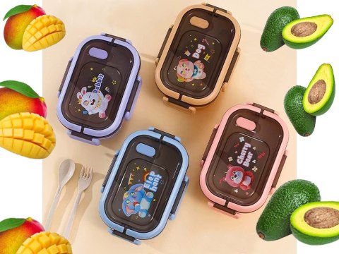 Lunchbox śniadaniówka pojemnik na śniadanie obiad z przegródkami sztućce Lunchbox śniadaniówka pojemnik na śniadanie obiad z przegródkami sztućce