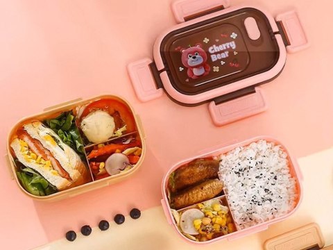 Lunchbox śniadaniówka pojemnik na śniadanie obiad z przegródkami sztućce Lunchbox śniadaniówka pojemnik na śniadanie obiad z przegródkami sztućce