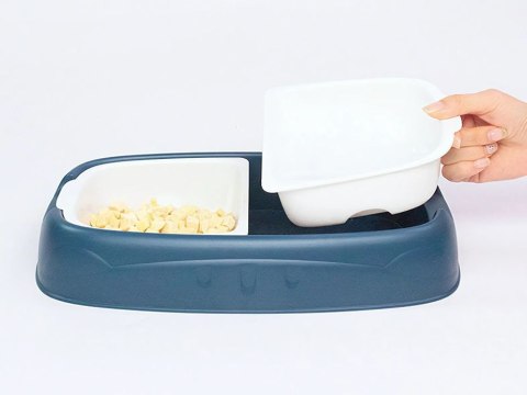 Podwójna miska dla psa kota wyjmowane miski na wodę i karmę duża plastikowa Podwójna miska dla psa kota wyjmowane miski na wodę i karmę duża plastikowa