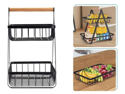 Półka kuchenna organizer kuchenny stojący dwupoziomowyy loft z koszyczkiem Półka kuchenna organizer kuchenny stojący dwupoziomowyy loft z koszyczkiem
