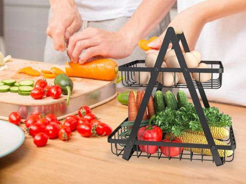 Półka kuchenna organizer kuchenny stojący dwupoziomowyy loft z koszyczkiem Półka kuchenna organizer kuchenny stojący dwupoziomowyy loft z koszyczkiem