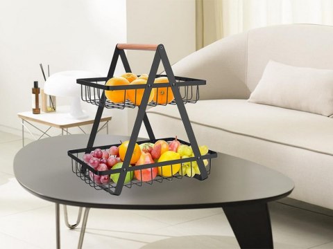 Półka kuchenna organizer kuchenny stojący dwupoziomowyy loft z koszyczkiem Półka kuchenna organizer kuchenny stojący dwupoziomowyy loft z koszyczkiem