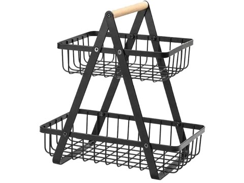 Półka kuchenna organizer kuchenny stojący dwupoziomowyy loft z koszyczkiem Półka kuchenna organizer kuchenny stojący dwupoziomowyy loft z koszyczkiem