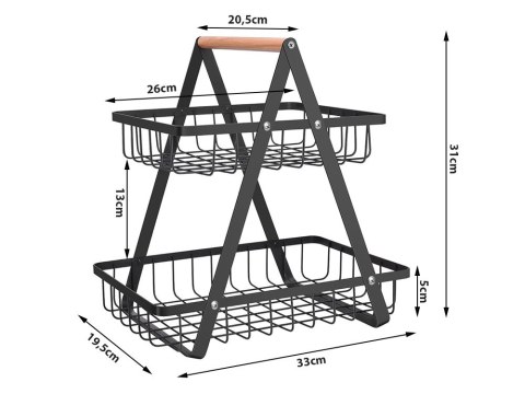 Półka kuchenna organizer kuchenny stojący dwupoziomowyy loft z koszyczkiem Półka kuchenna organizer kuchenny stojący dwupoziomowyy loft z koszyczkiem