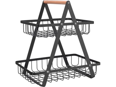 Półka kuchenna organizer kuchenny stojący dwupoziomowyy loft z koszyczkiem Półka kuchenna organizer kuchenny stojący dwupoziomowyy loft z koszyczkiem