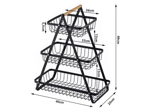 Półka kuchenna organizer kuchenny stojący trzypoziomowy loft z koszyczkiem Półka kuchenna organizer kuchenny stojący trzypoziomowy loft z koszyczkiem