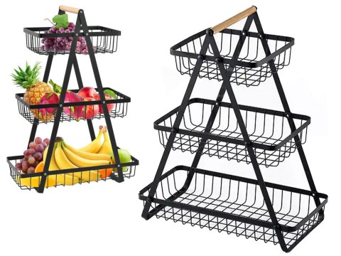 Półka kuchenna organizer kuchenny stojący trzypoziomowy loft z koszyczkiem Półka kuchenna organizer kuchenny stojący trzypoziomowy loft z koszyczkiem