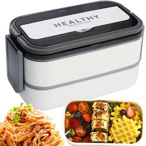 Śniadaniówka z przegródkami piętrowy pojemnik xxl sztućce lunchbox 1400ml Śniadaniówka z przegródkami piętrowy pojemnik xxl sztućce lunchbox 1400ml