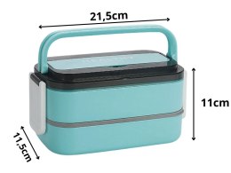 Śniadaniówka z przegródkami piętrowy pojemnik xxl sztućce lunchbox 1400ml