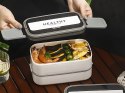 Śniadaniówka z przegródkami piętrowy pojemnik xxl sztućce lunchbox 1400ml